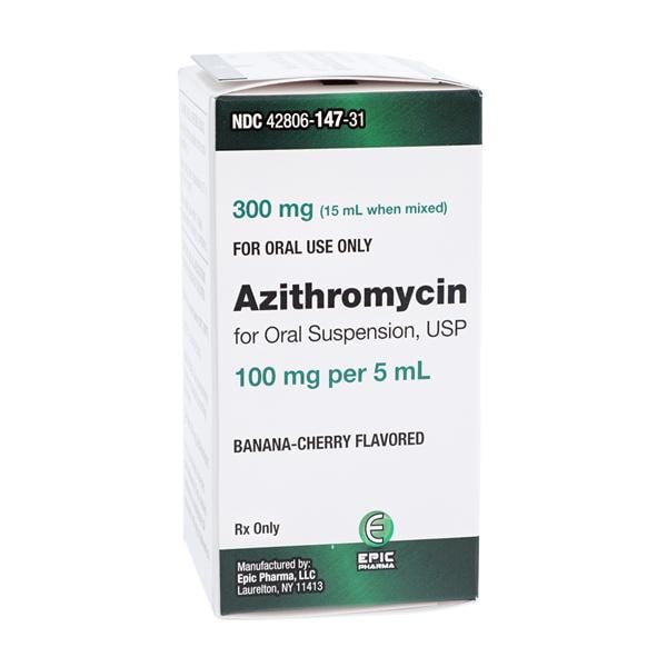 Azithromycin Oral Suspension 100mg/5mL Banana-Cherry Bottle 15mL/Bt