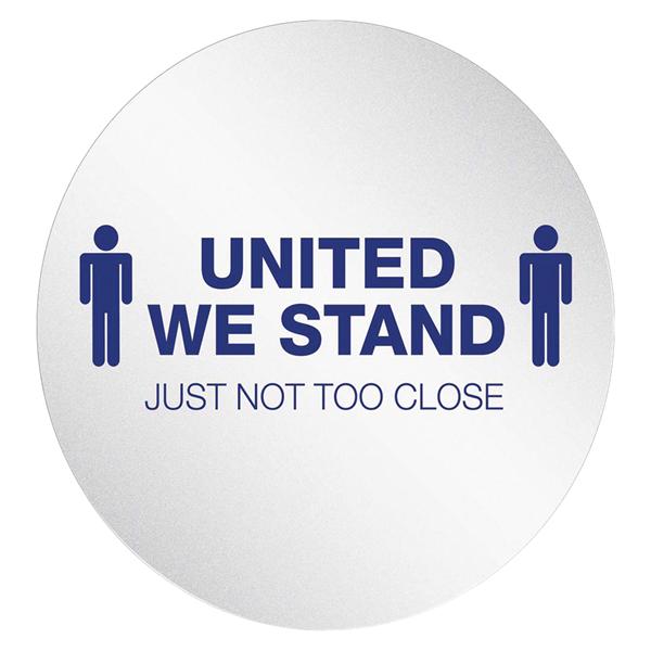 Floor Sticker United We Stand Just Not Too Close StandSafe 20 Crcl Clr/Blu 50/Pk