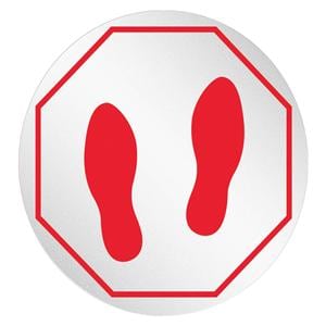 StandSafe Floor Sticker Foot Print Stop Sign 20" Circle Clear/Red 50/Pk