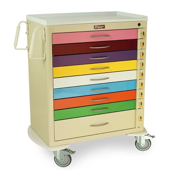 Crash Cart Pediatric M-Series 22x36.75x43.75" (9) Drawer Breakaway Lock Ea