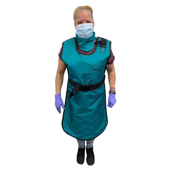 Coat Apron Teal 24x42" Lead Free With Thyroid Collar Ea