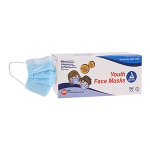 Youth Mask Not ASTM Rated Blue Pediatric 50/Bx, 12 BX/CA