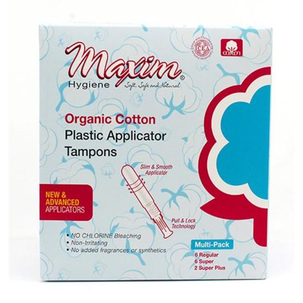 Tampon Organic Cotton 14ct Multipack Plstc Aplctr White Disposable Unscntd 12/Ca