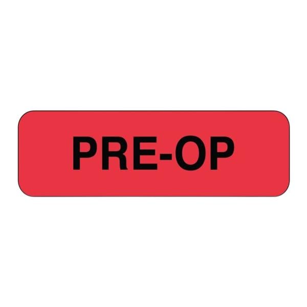 Lab Label Pre-Op Fluorescent Red 1-1/4x3/8" 1000/Rl