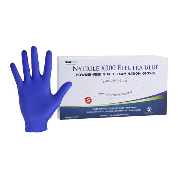 DSM-ASP Nytrile X300 Nitrile Exam Gloves Small Electra Blue Non-Sterile, 10 BX/CA