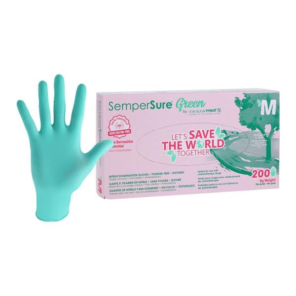 Sempermed Nitrile Exam Gloves Medium Green Non-Sterile