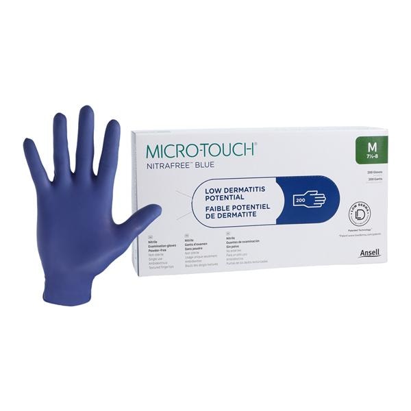 MICRO-TOUCH NitraFree Nitrile Exam Gloves Medium Standard Blue Non-Sterile