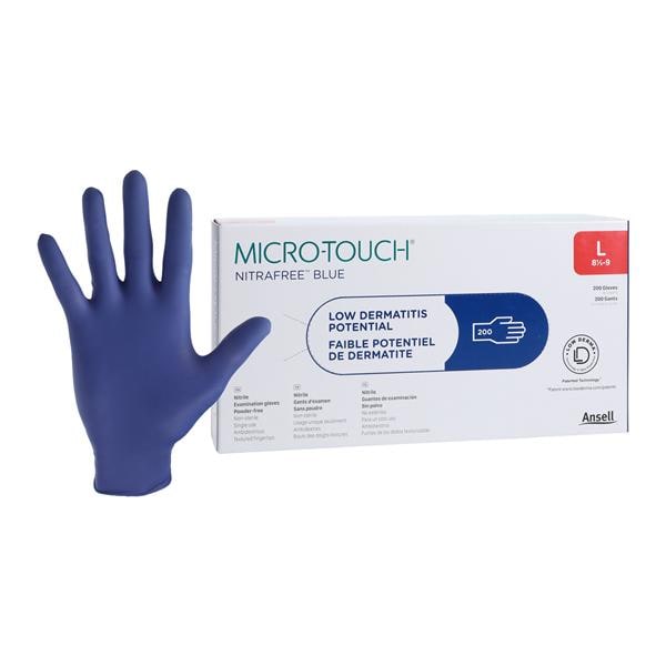 MICRO-TOUCH NitraFree Nitrile Exam Gloves Large Standard Blue Non-Sterile