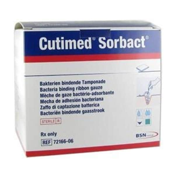 Cutimed Sorbact Gauze Impregnated Dressing 0.8x19.7" Sterile Ribbon Green