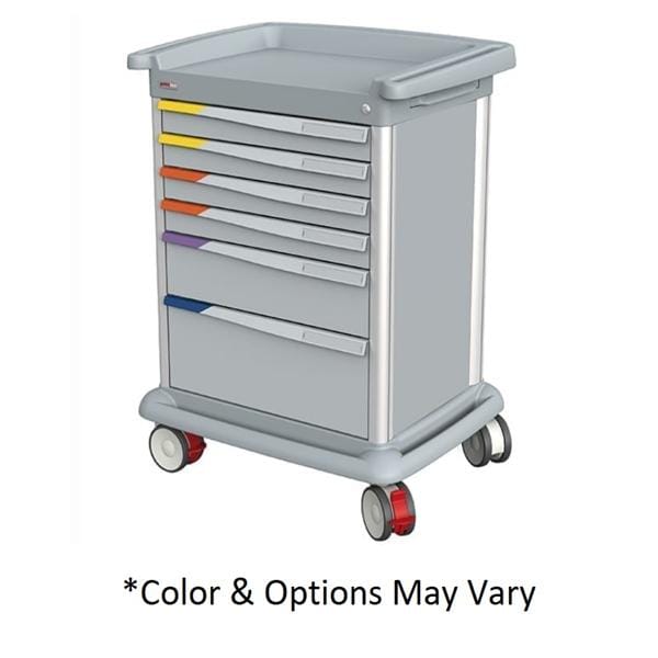 Preciso Medical Cart (4) 5" Caster/ Full Swivel/ 2-Brakes (6) Drawer Key Lock