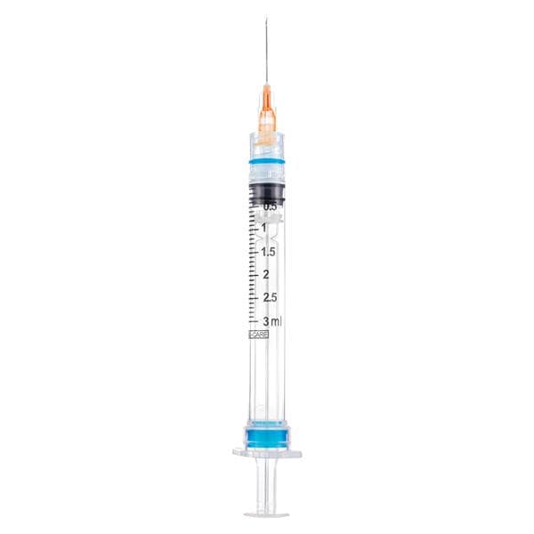 Sol-Care Safety Needle/ Syringe 25gx1" 3mL Luer Lock Safety Device LDS 100/Bx, 8 BX/CA