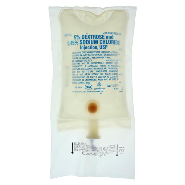 Injectable Solution 5% Dextrose/0.45% Sodium Chloride  500mL Bag 24/Ca