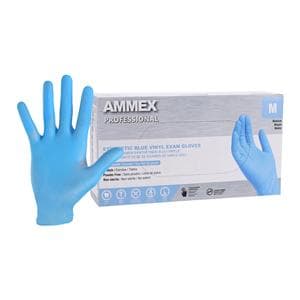 Ammex Vinyl Exam Gloves Medium Blue Non-Sterile, 10 BX/CA