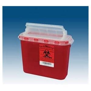 Plasti Products Sharps Container 5.4qt Red 12x12x4.8" Horizontal Drop Plastic Ea, 20 EA/CA