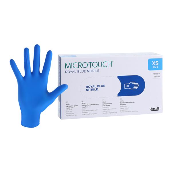 Micro-Touch Nitrile Exam Gloves X-Small Royal Blue Non-Sterile