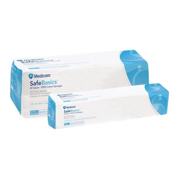 SafeBasics Cotton Gauze Sponge 3x3" 8 Ply Non-Sterile Square