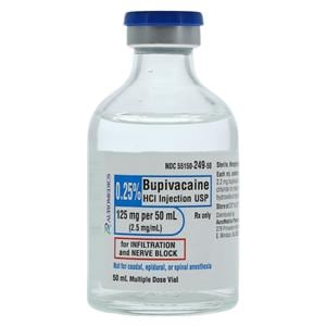 Bupivacaine HCl Injection 0.25% MDV 50mL 25/Package