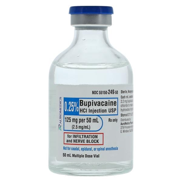 Bupivacaine HCl Injection 0.25% MDV 50mL 25/Package