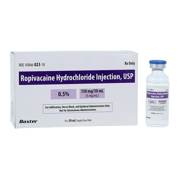 Ropivacaine HCl Injection 0.5% 5mg/mL Preservative Free SDV 30mL 10/Package