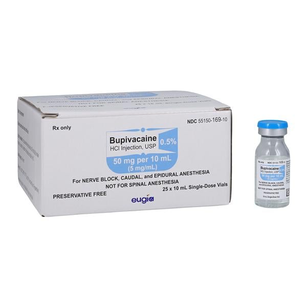 Bupivacaine HCl Injection 0.5% Preservative Free SDV 10mL 25/Package