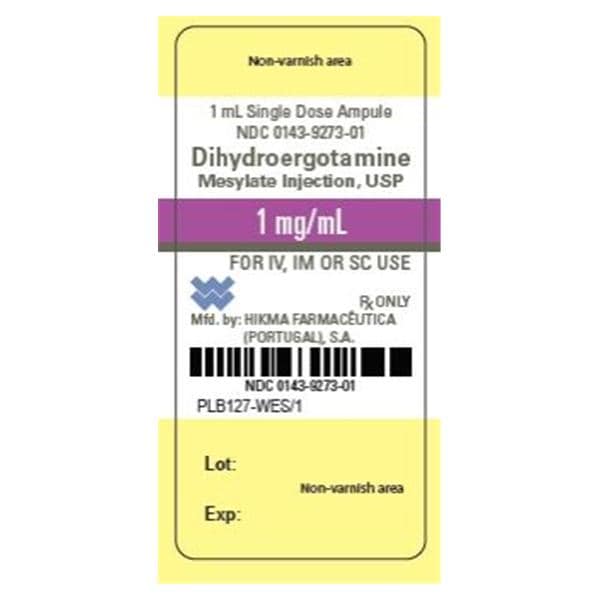 Dihydroergotamine Mesylate Injection 1mg/mL Ampule 1mL 10/Bx