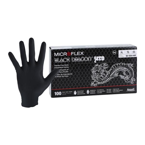 MICROFLEX Black Dragon Zero Nitrile Exam Gloves X-Large Standard Black NS, 10 BX/CA