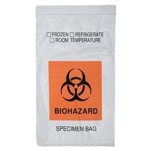 Specimen Bag 6x9" Clear Zip Closure 2mil Thick/3 Wall/Biohazard S...