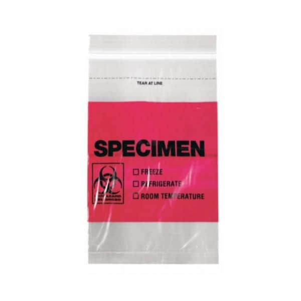 Specimen Transport Bag Pink Zip Closure With 2 Walls 1000/Ca