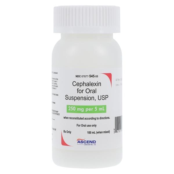 Cephalexin Oral Suspension 250mg/5mL Strawberry Bottle 100mL Each