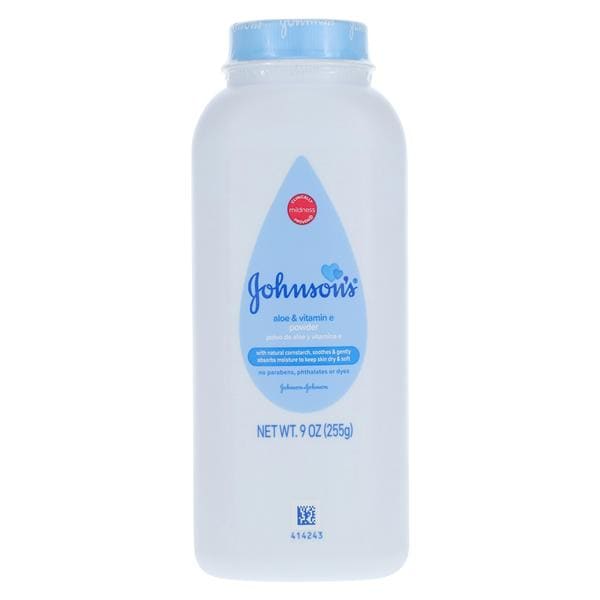 Johnson's Baby Powder Cornstarch/Aloe/Vitamin E PrbnFr White Disp Unsx 9oz/Bt, 48 BT/CA