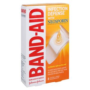 Band-Aid Plus Antibiotic Strip Bandage Plastic 1.75x4" Flesh Sterile 8/Bx