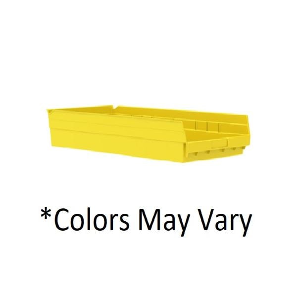 Shelf Bin Yellow Plastic 23.625x11.125x4" 6/Cr