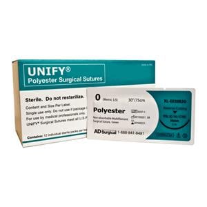 Unify Suture 0 30" Polyester Braid PSL/FSL Green 12/Bx