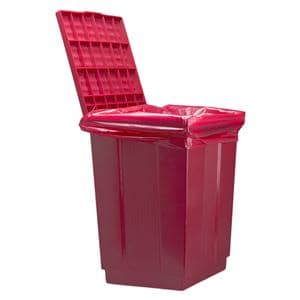 Biohazardous Waste Disposal Can 9x12x11.5" Red Hinged Lid Polypropylene Ea