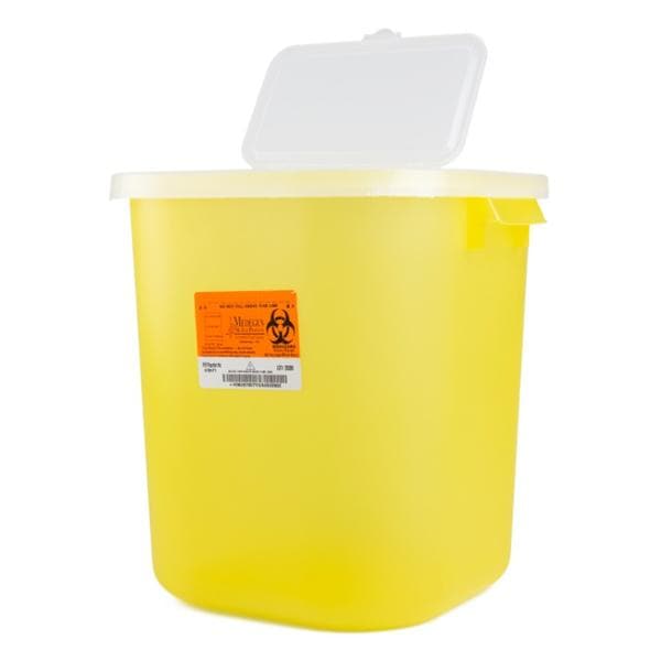 Sharps Container 8gal Yellow 13-1/2x13-1/2x14" Horizontal Drop Plastic 10/Ca