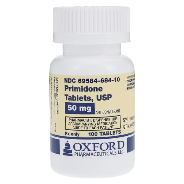 Primidone Tablets 50mg Bottle 100/Bottle Each