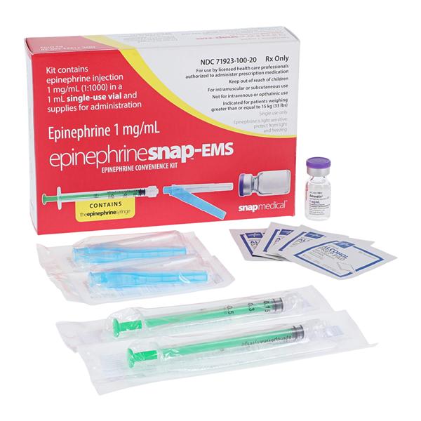 Epinephrine Snap-EMS Injection 1mg/mL 1:1000 Convenience Kit SDV Ea