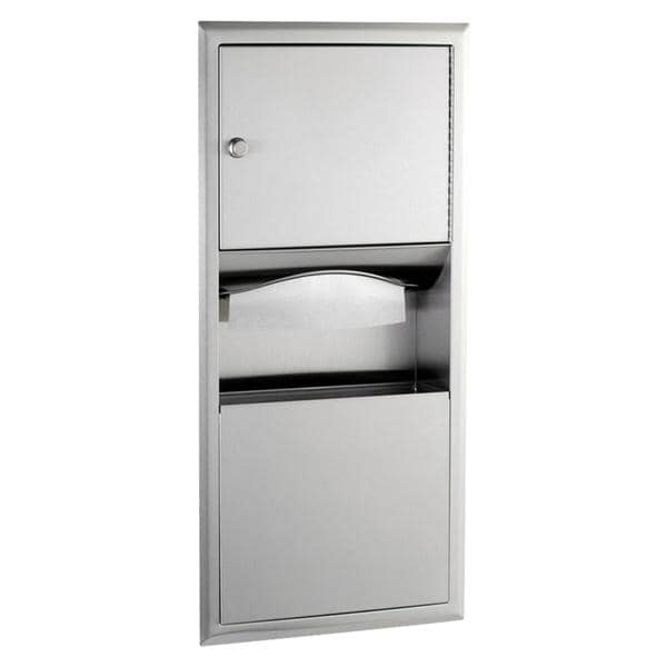 Classic Series Paper Towel Dispenser/Waste Receptacle Stn Stainless Steel Ea