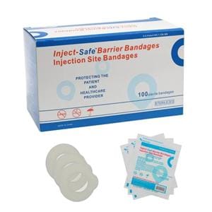 Inject-Safe Adhesive Patch Barrier Elastic 1-3/8" Clear Sterile 100/Bx, 20 BX/CA