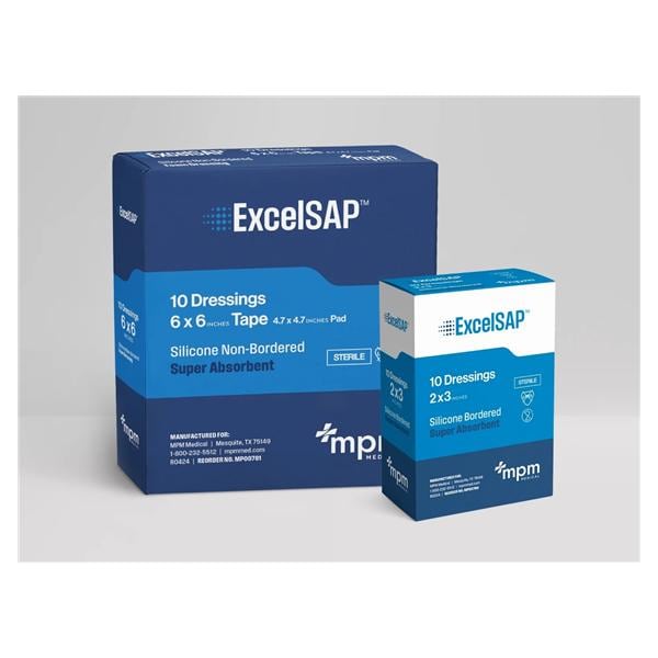 Excel SAP Non-Woven Fiber/Silicone Dressing 6"x7" Super Absorbent