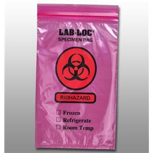 Specimen Transport Bag Red Reclosable Seal With Biohazard Label 1000/Ca