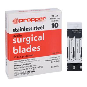 Stainless Steel Sterile Surgical Blade #10 Disposable 150/Bx