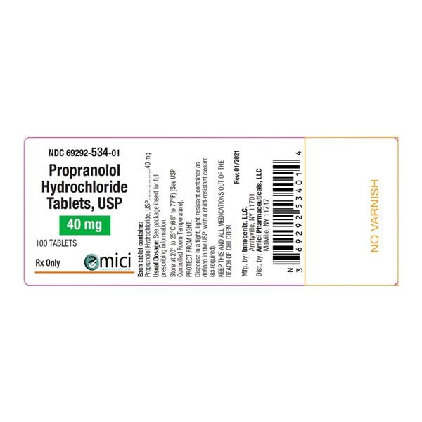 Propranolol HCL 40mg Each