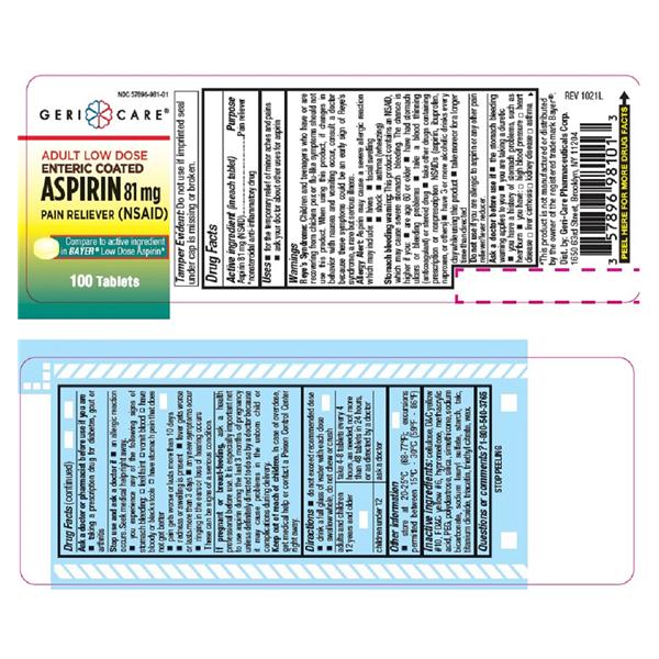 Aspirin EC Tablets 81mg Baby Aspirin Bottle 100/Bt