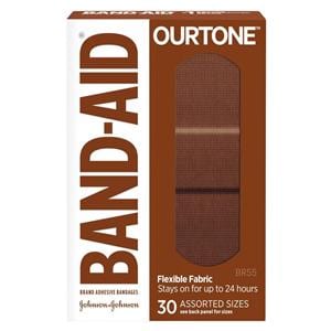 Band-Aid Ourtone Bandage Memory Weave Fabric Assorted Sizes BR55 30/Bx