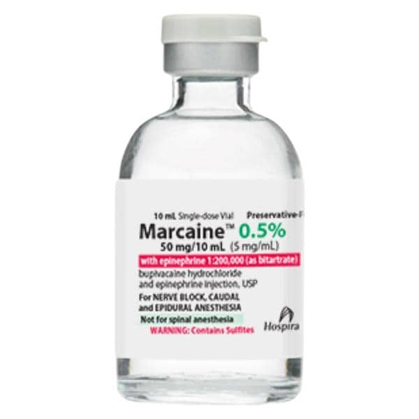 Marcaine w/Epinephrine Injection 0.5% 1:200,000 Preservative Free SDV 10mL 10/Pk