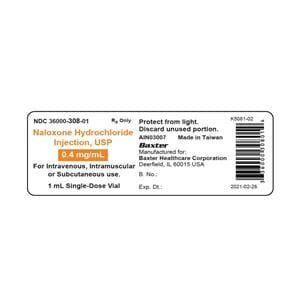 Naloxone HCl Injection 0.4mg/mL SDV 1mL 10/Package