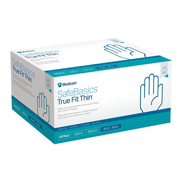 SafeBasics Nitrile Exam Gloves Medium Blue Non-Sterile, 8 BX/CA