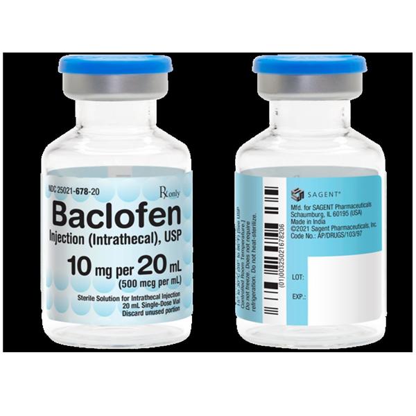 Baclofen Injection 500mcg/mL SDV 20mL Each