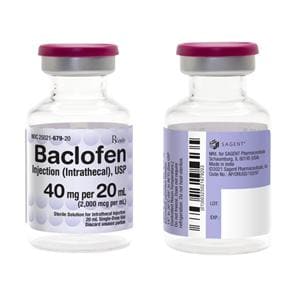 Baclofen Injection 2,000mcg/mL SDV 20mL Each